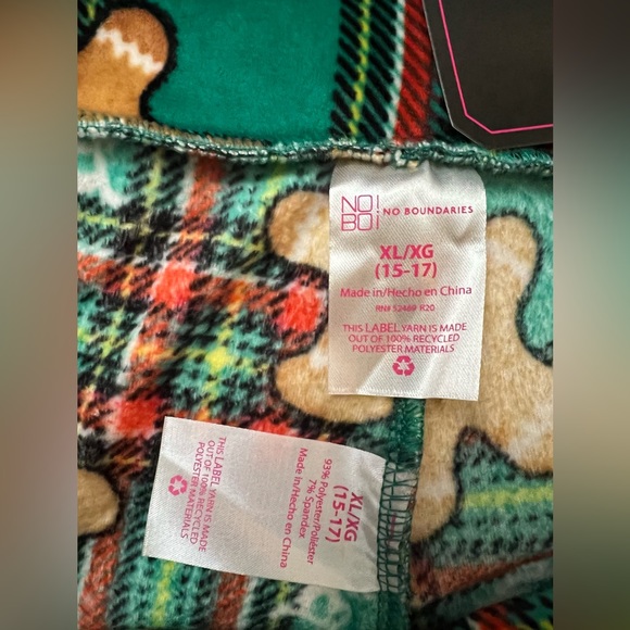 NoBo Junior XL (15-17) SOFT Micro Fleece Gingerbread Women Christmas Legging NWT - Picture 4 of 4